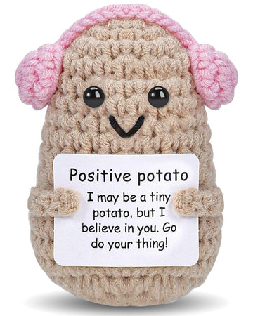 Jelutar Mini Funny Positive Potato, 3 Inch Knitted Doll With Positive Card For Cheer Up Gifts And Party Decorations, Cute Positi