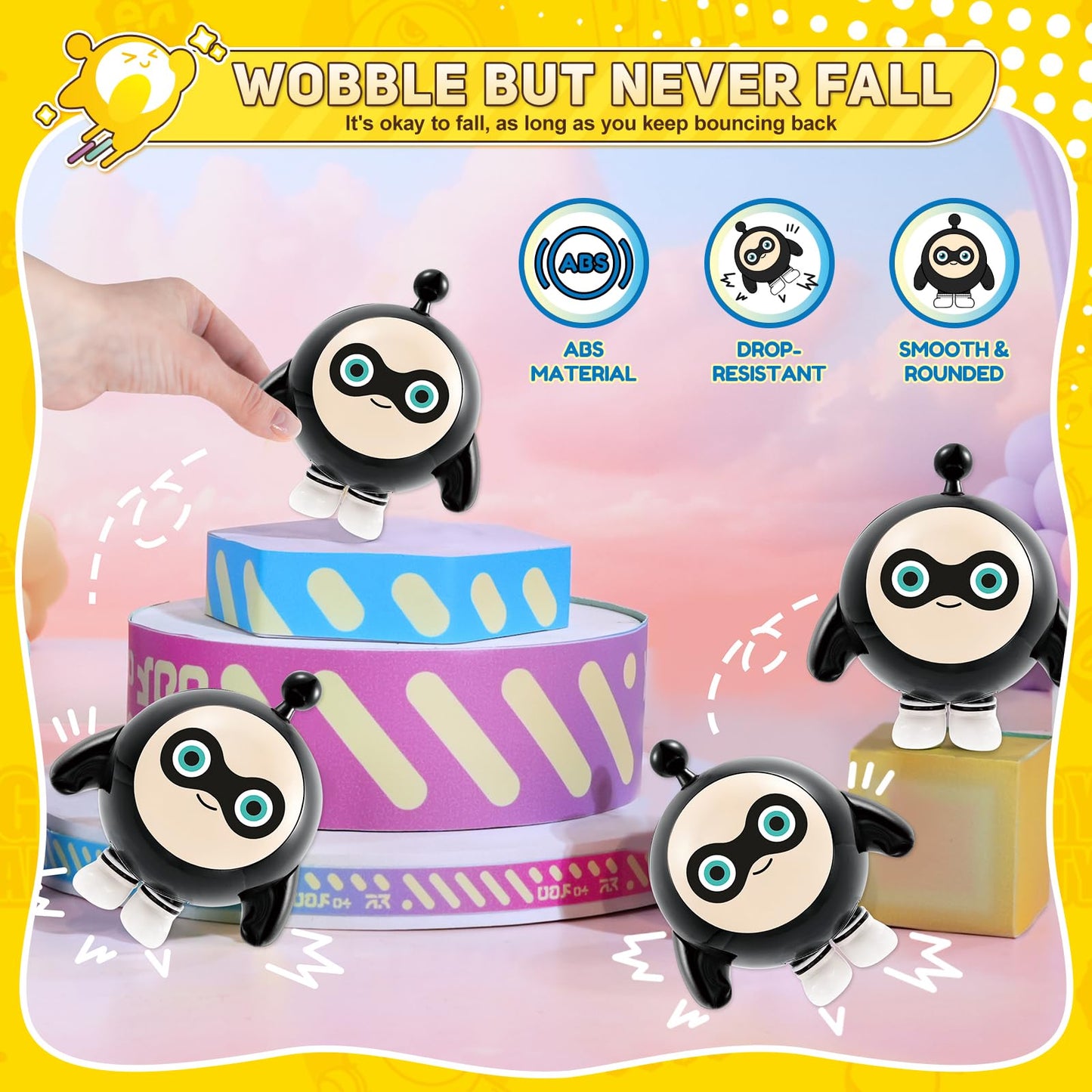 A Alpha Eggy Party Toys, Rocky Action Figures Transformable Toys, 2-In-1 Eggy Wobbler Toys To All Ages, Cute Tumbler Toys For Ki