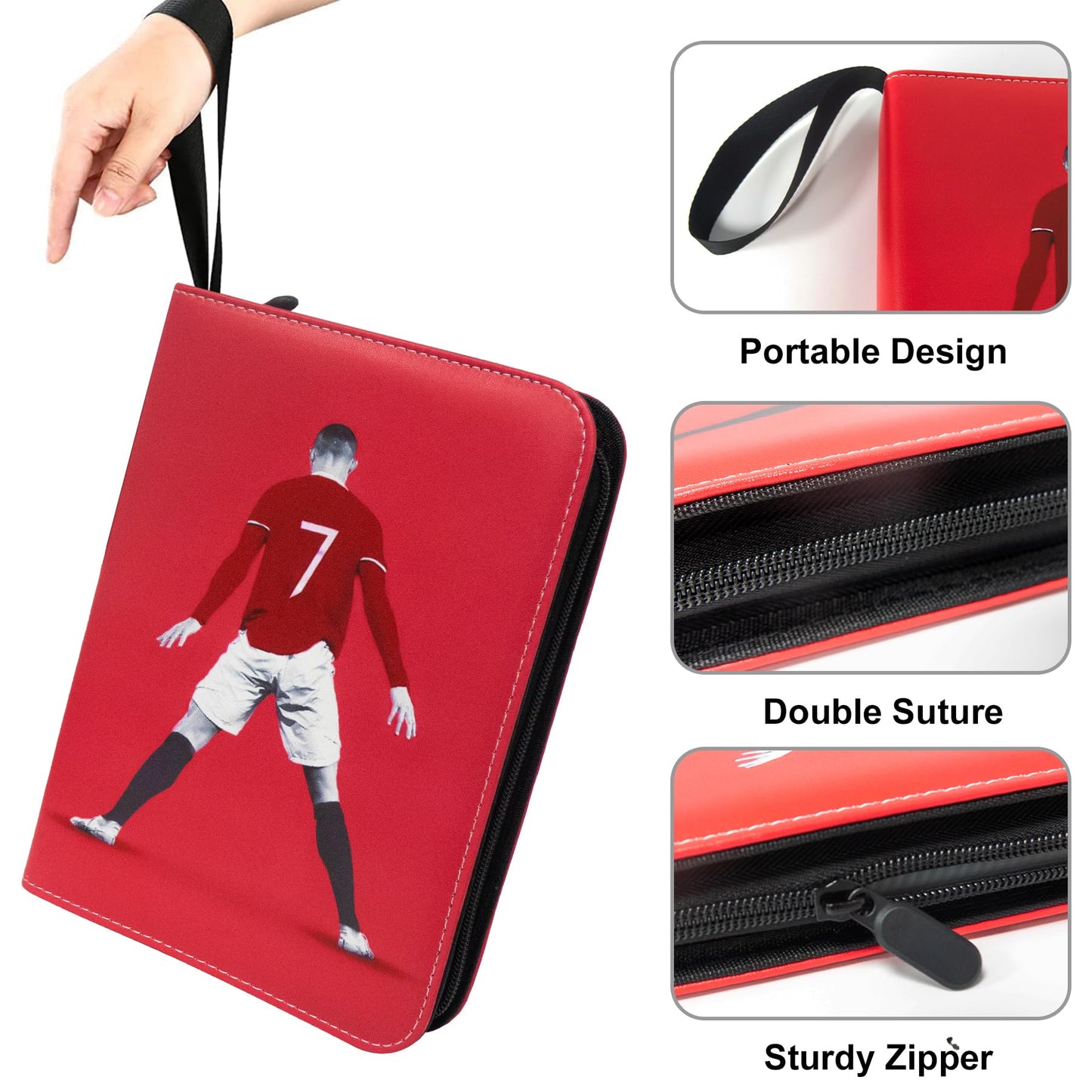 Soccer Card Binder 400 Pockets for Soccer Trading Cards Collectors Portable Waterproof Card Storage Book with Removable Clear Sleeves Compatible with Soccer Cards 2025-26
