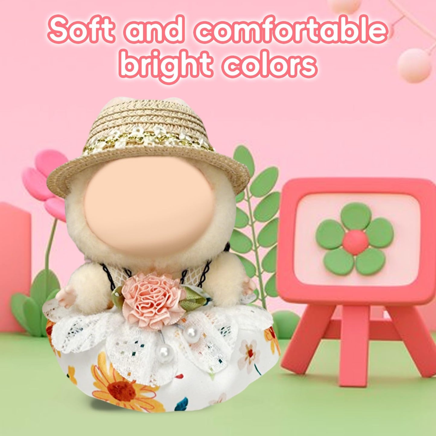 17cm Doll Clothes Labubu Clothes for 6.7inch(17cm) Dolls enhanced Doll Outfit with Hat and Accessories(Clothes Only) (White)