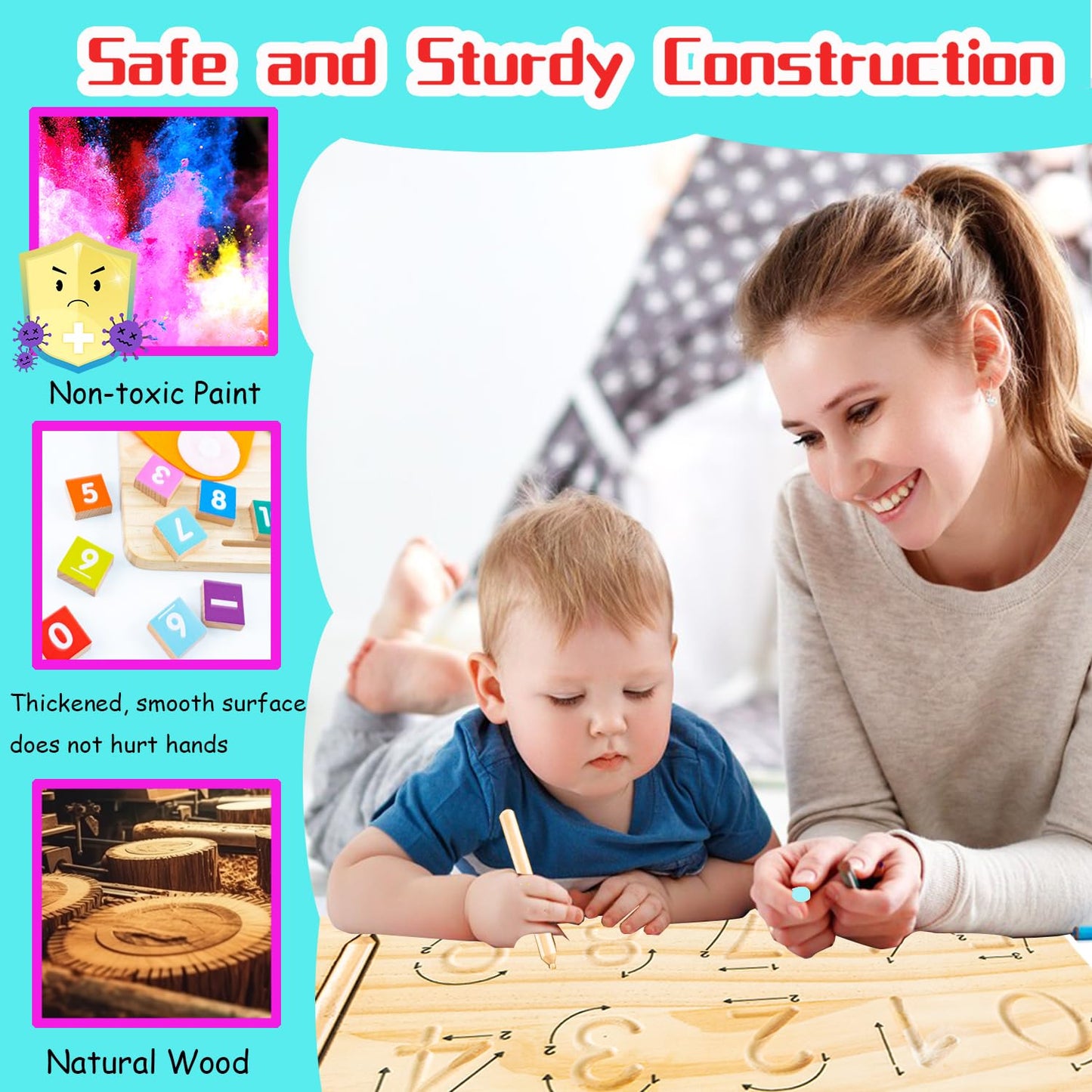 Montessori Toys For 3 4 5 Year Old,Double-Sided Preschool Learning Toys For Toddlers Age 2-4,Educational Math Manipulatives Numb