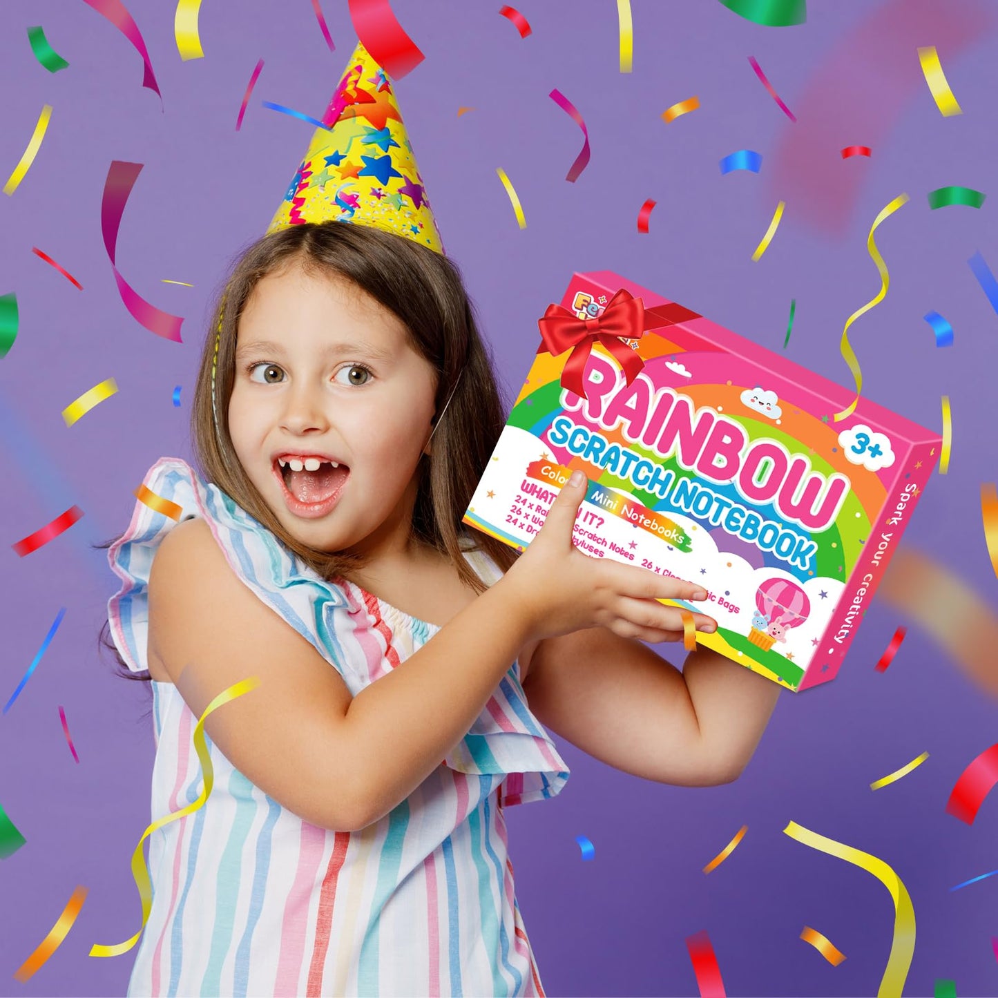 FEREDO KIDS Party Favors for Kids: 36 Pack Rainbow Scratch Art Notebook Back to School Students Classroom Gifts Bulk for Girls B