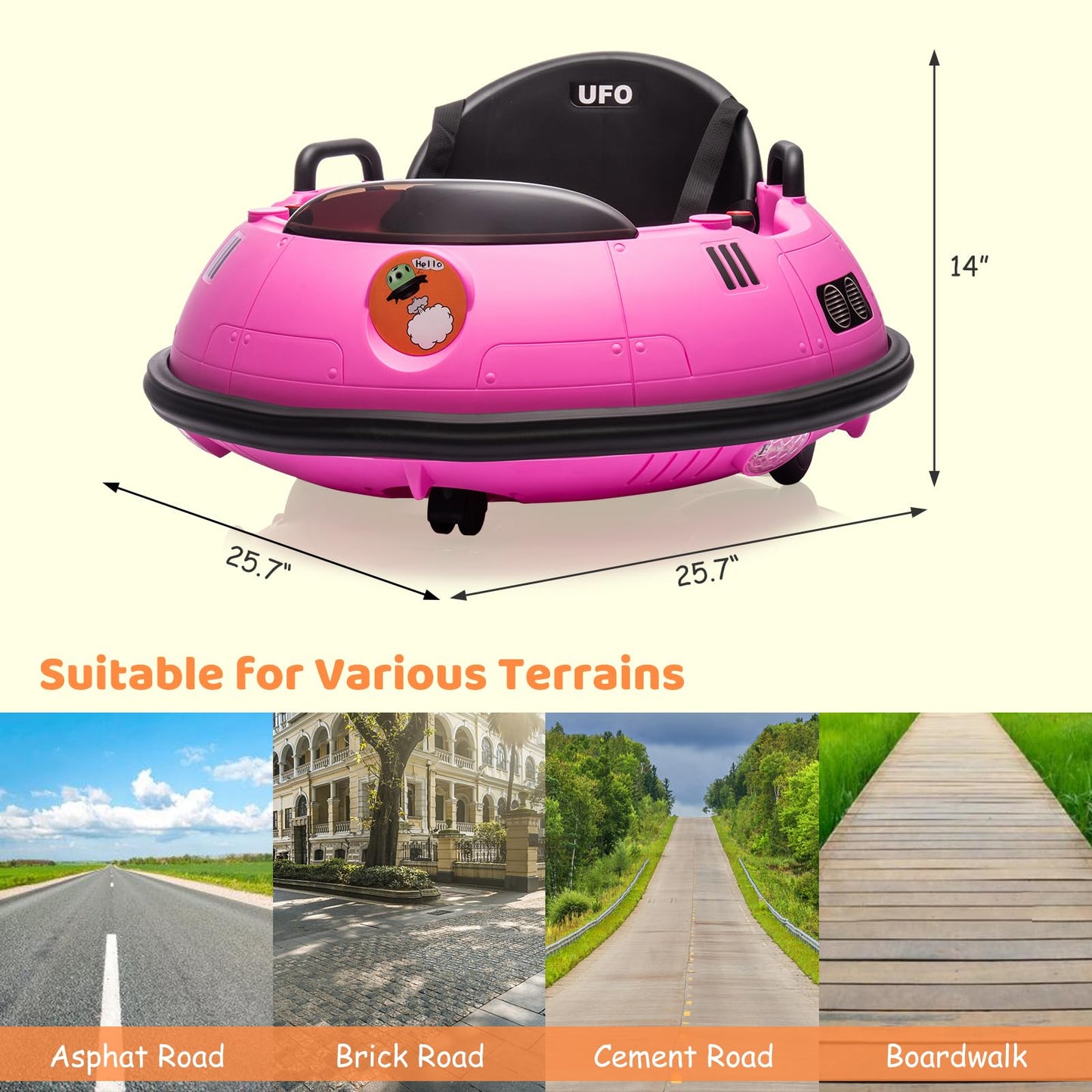 12V Electric Ride On Bumper Car For Toddlers, Kids Bumper Car With Remote Control, 360 Degree Spin, 3 Speed, Led Lights, Dual Jo