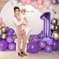1 Number Balloon Purple 40 Inch Big Foil Mylar 1St Balloons For 1 Year Old Boy Girl Birthday Party Decorations Wedding Anniversa