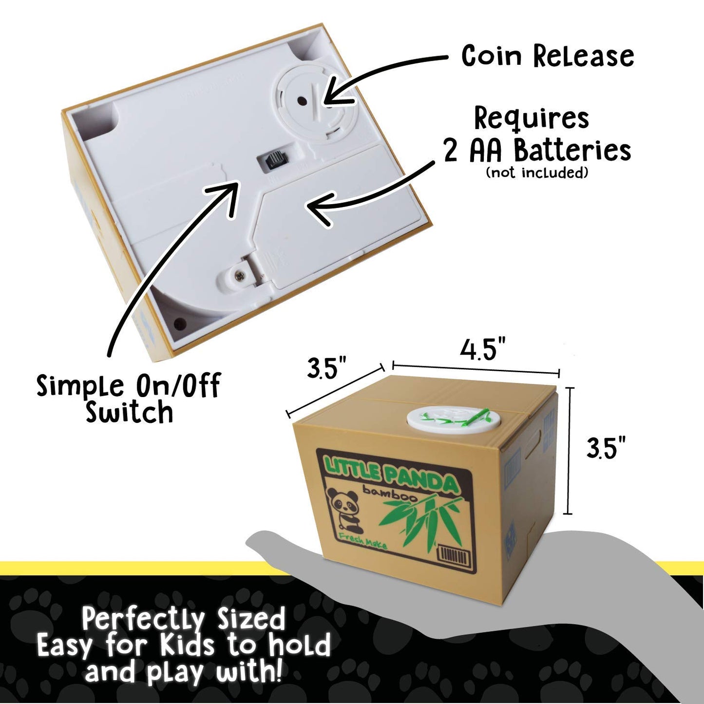 Barelove Piggy Bank For Kids, Atm Coin Cash Money Counter Saving Can, Stealing Cute Panda Electronic Smart Voice Prompt Piggy Bank Safe Locks, For Boys & Girls