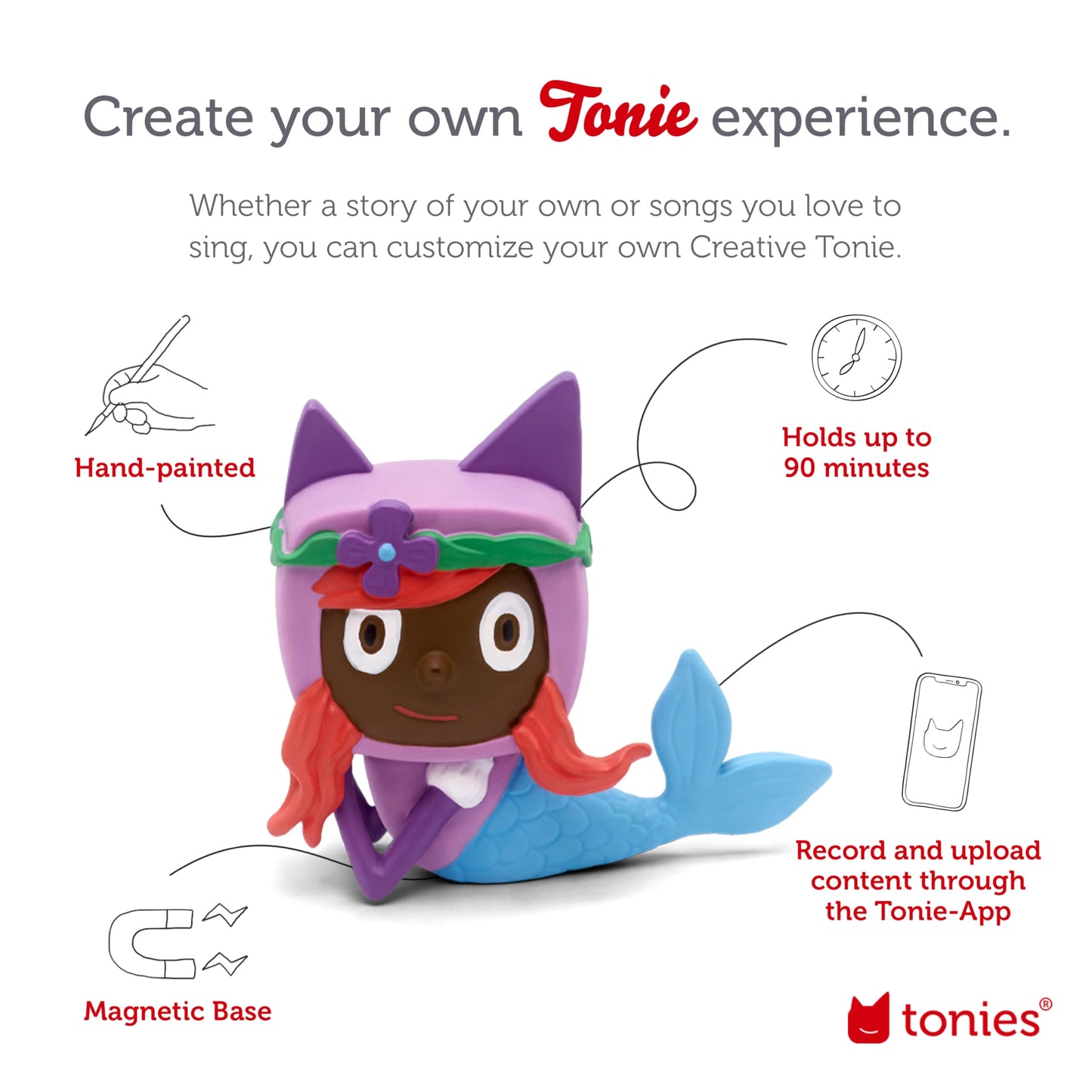 Tonies Mermaid Creative Audio Character - Record And Upload Up To 90 Minutes Of Your Own Stories And Songs
