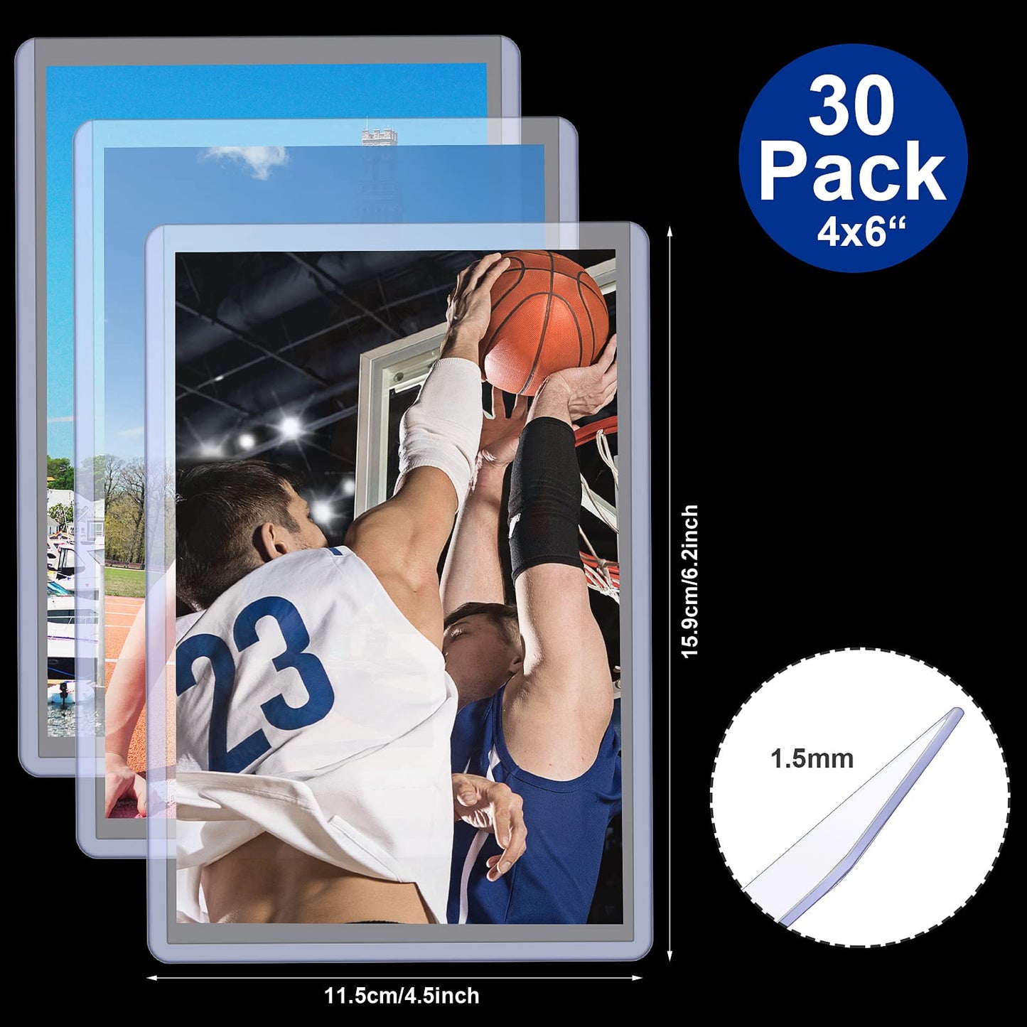 Outus 4 X 6 Inches Acrylic Photo Holders Rigid Plastic Cards Sleeve Protectors Clear Acrylic Sleeve For Sports Cards & Photos(30