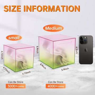 Aipor Piggy Bank For Adults/Kids Must Break To Open, Unopenable Acrylic Piggy Bank, Color Gradient Piggy Bank For Boys/Girls To