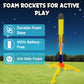 Foam Rocket Launcher For Kids - Includes 3 Foam Rockets And Stand - Outdoor Toy For Boys & Girls - Great For Park, Yard, And Bea