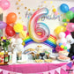 KatchOn Giant Rainbow Number 6 Balloon - 40 Inch Mylar for 6th Birthday & Anniversary Decorations