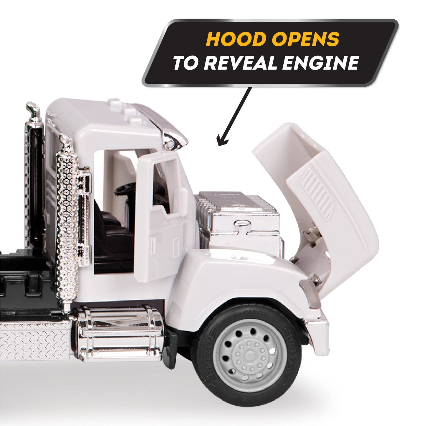 Driven by Battat - 7-Inch Work Vehicle Toy with Lights & Sounds, Movable Parts, Educational Truck for Boys & Girls, Durable Desi