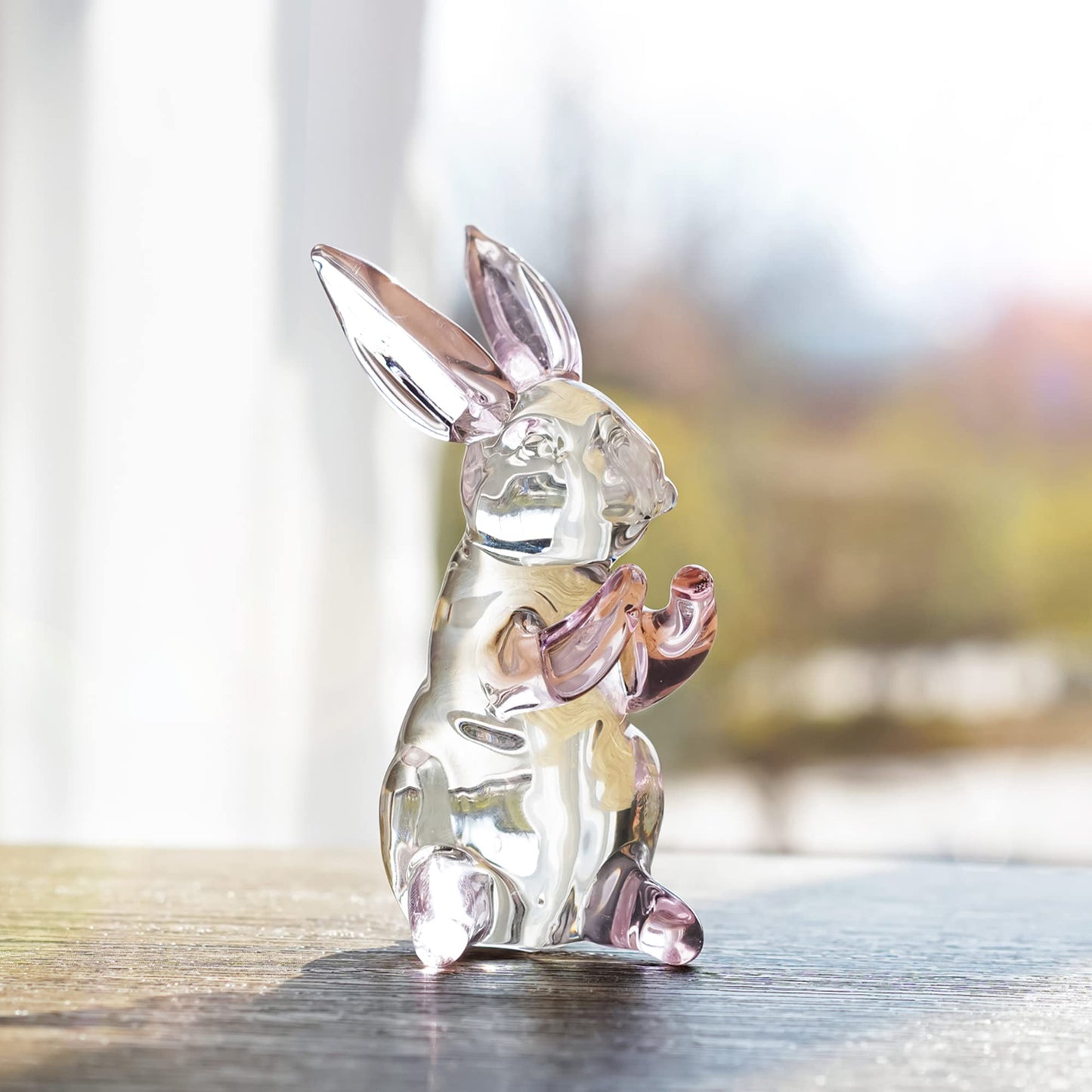 Hdcrystalgifts 3.5Inch Crystal Rabbit Bunny Figurine Collectibles Spring Easter Decoration Glass Art Animal Paperweight Ornament