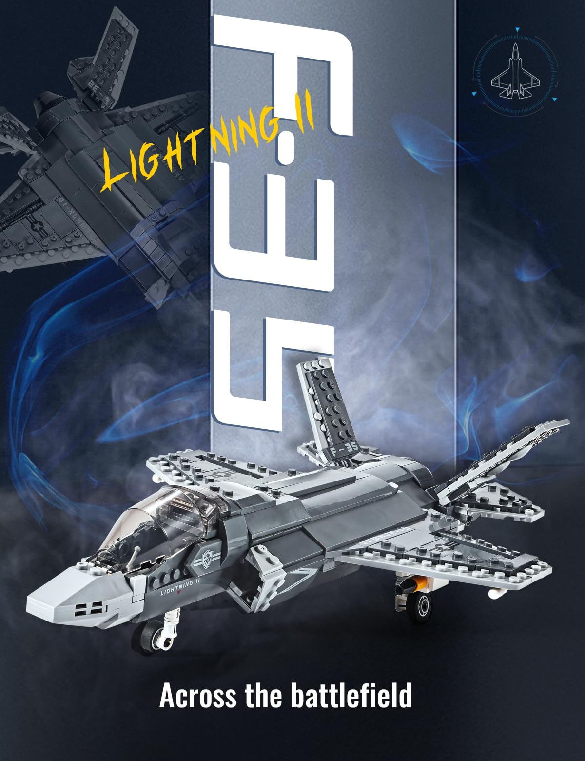 SEMKY Military Series F-35 Lightning II Fighter Jet Air Force Building Block Set (646 Pieces) -Building and Military Toys Gifts for Kid and mature-themed