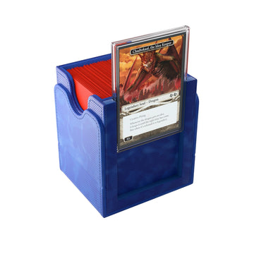 Gamegenic Squire Plus 100+ Xl Convertible Deck Box - Holds 100 Double-Sleeved Cards! Premium Commander Card Case, Detachable Slide Card Case, Armorfyber Surface, Blue Color, Made By Gamegenic
