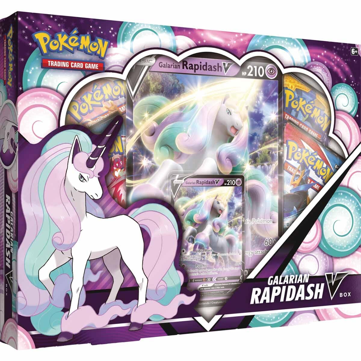 Pokemon TCG Galarian Rapidash V Box - 6 V Battle Decks, Multicolor, Paper Model 290-80873
