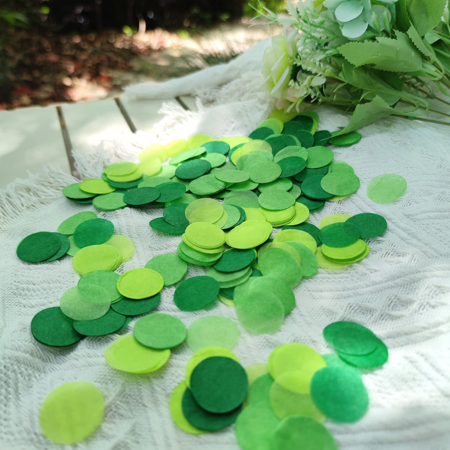 Mybbshower Green Paper Confetti Beach Jungle Birthday Party Decorations Spring Wedding Table Scatter for Baby Shower 1 inch 5000