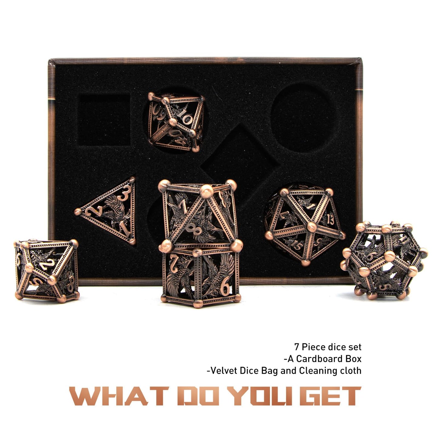 HNCCESG D&D Dice, Dungeons and Dragons Metal Dice Set of 7PC,DND Dice Eagle Design with Role Playing D and D Starter Dice for RP