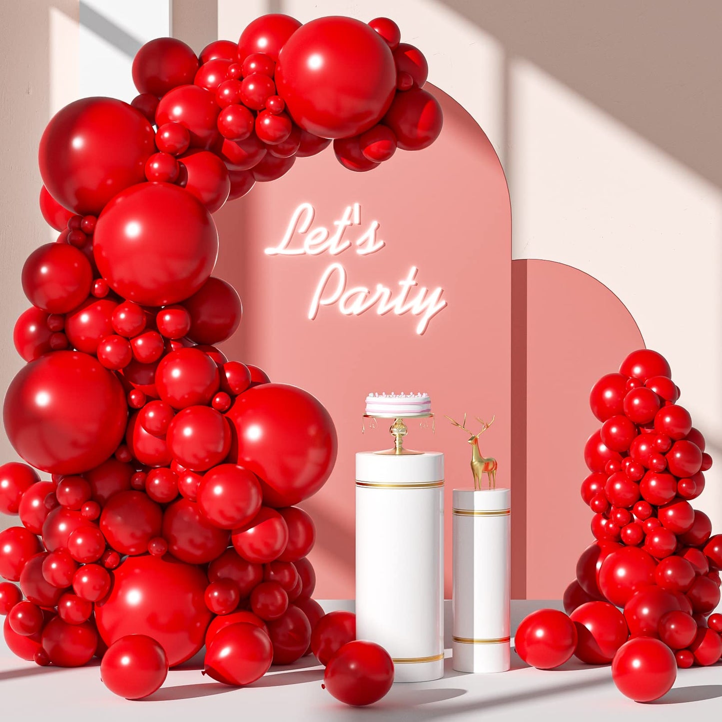 Fotiomrg 110Pcs Red Balloon Garland Arch Kit, 18 12 10 5 Inch Red Latex Balloons Different Sizes Pack For Birthday Graduation Ba
