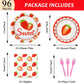 Gisgfim 96 Pcs Strawberry Party Plates And Napkins Party Supplies Strawberry Tableware Set Summer Fruit Party Decorations Favors