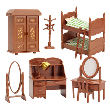 Dollhouse Furniture Set For Kids Toys Miniature Doll House Accessories Pretend Play Toys For Boys Girls & Toddlers Age 3+ With Bedroom