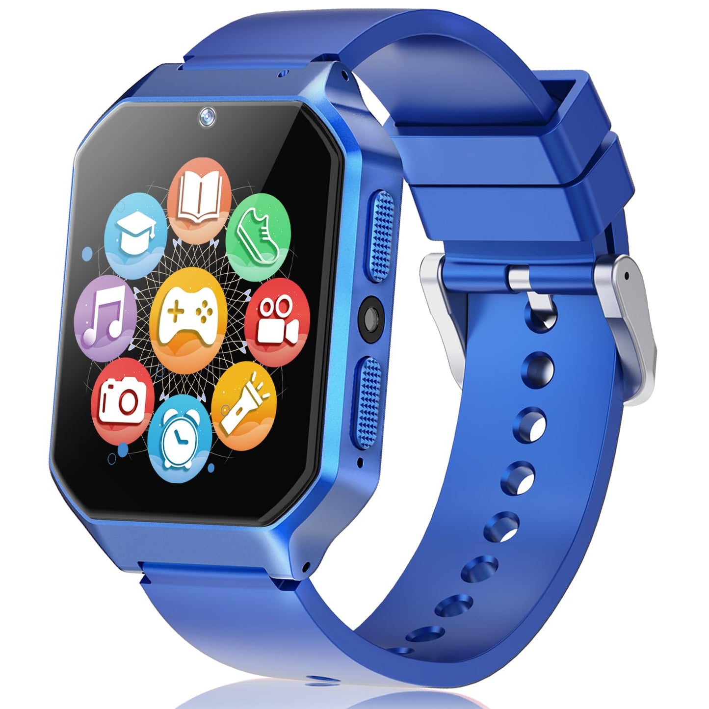 Smart Watch For Kid Age 4 5 6 7 8 9 10 Boys Girls Learning Toy With 26 Puzzle Game 1.69' Touch Screen Hd Camera Video Music Player Alarm Clock Storybook Pedometer Christmas Birthday Gift Idea (Blue)