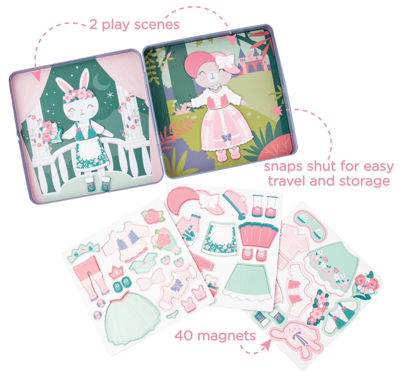 Stephen Joseph, Travel Tin Magnetic Dress Up, Unicorn And Mermaid
