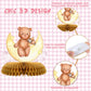9 Pcs Bear Baby Shower Honeycomb Centerpieces Party Decorate Pink Little Bear Balloons Paper Topper Honeycomb 3D Table Decoration For Kids Party Baby Shower Party Supplies