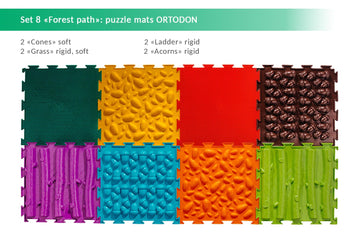Forest Path Multi-Functional Sensory Mat For Autism 8 Pcs Therapy And Play, Featuring Puzzle Tiles And Orthopedic Massage, Modul