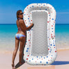 Poorafters White Ultra-Comfort Cooling Pool Float Lounge Extra-Large Fabric-Covered Inflatable Raft With Cup Holder Floating Lou