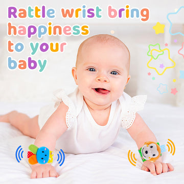 Yeeeasy Baby Rattle Cotton Socks And Wrist Rattle Strap Set, Infant Toys 0 3 6 9 12 Months, Baby Gifts For Boys And Girls, Devel