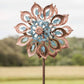 Mesmerizing Copper Lily Wind Spinner Dual-Tone | Petal-In-Petal Design | Independent Rotors | Brushed Copper & Antique Blue |All