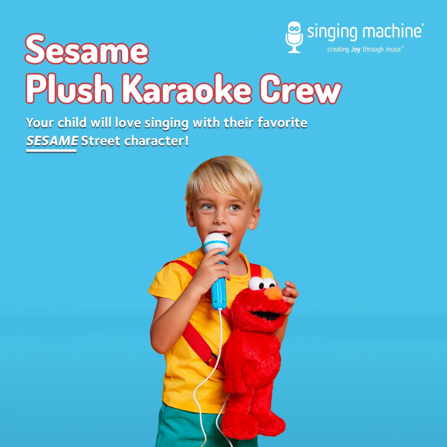 Singing Machine Karaoke Plush Sesame Street Toys (Abby Elmo Plush Toy) - Adjustable Carrying Straps - Sing-Along Built-In Real Working Microphone & Speaker With Record & Playback Function