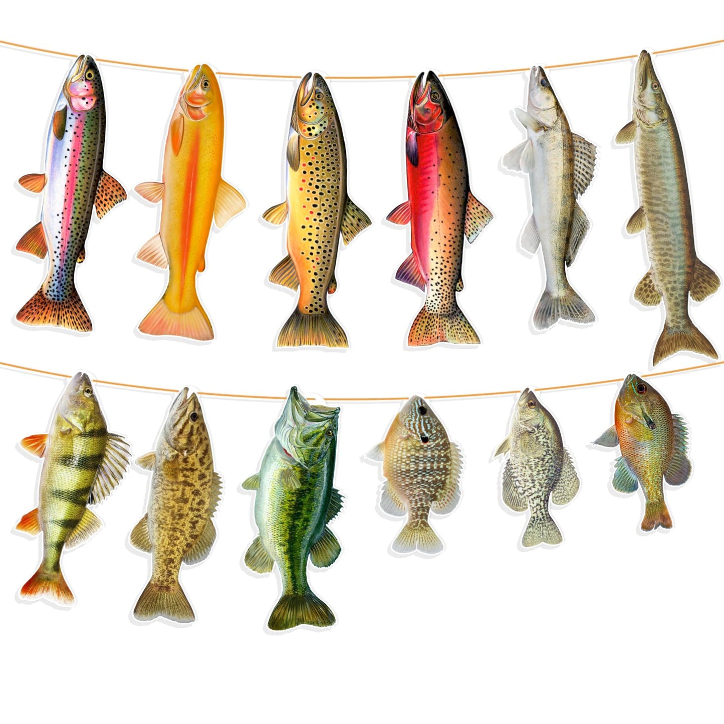 Ushinemi Fishing Birthday Decorations, Gone Fishing Party Supplies Sunfish Trout Bass Fishing Banner For Adults And Kids