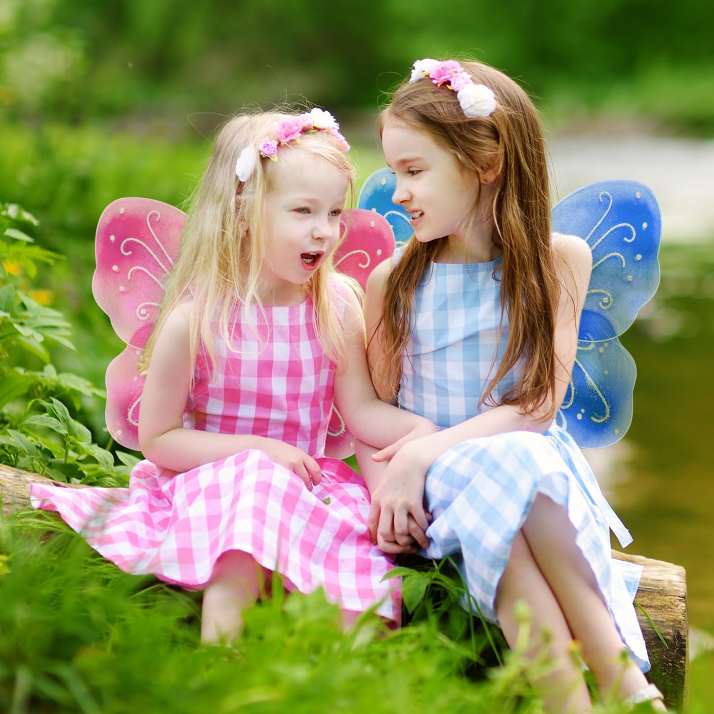 Junkin 36 Pcs Fairy Wings Kids Bulk Butterfly Costume Wings for Girls Halloween Dress up Butterfly Favors Role Play Supplies(Bri