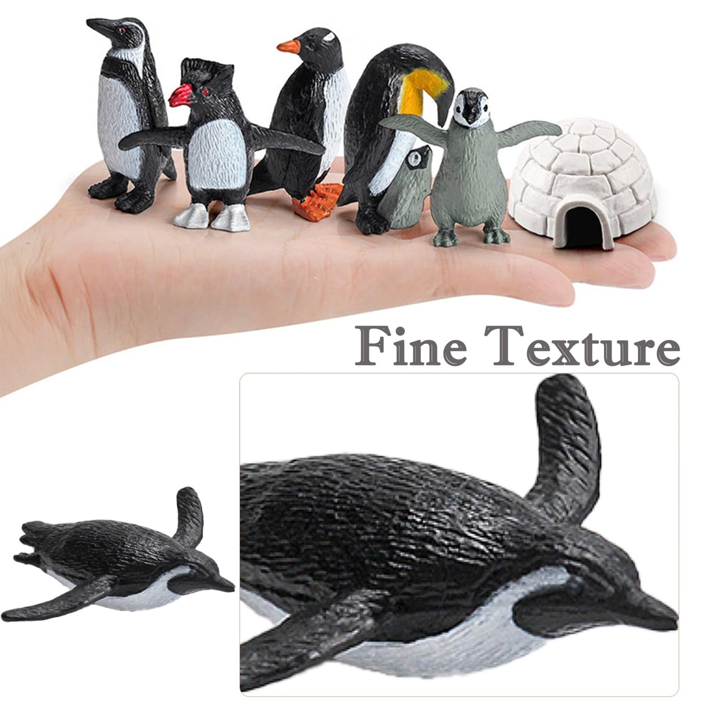 Scahow 11Pcs Penguin Toys, Plastic Arctic Animal Penguin Figures For Kids, Realistic Polar Animals Penguin Figurines Set With Ig