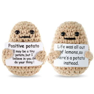 Grevosea 2 Pieces Mini Funny Knitted Potato, 3 Inch Potato Doll Crochet Cute Wool Funny Knitted Doll With Active Card Cheer Up Gifts For Christmas Birthday Friends Party Decoration Encouragement