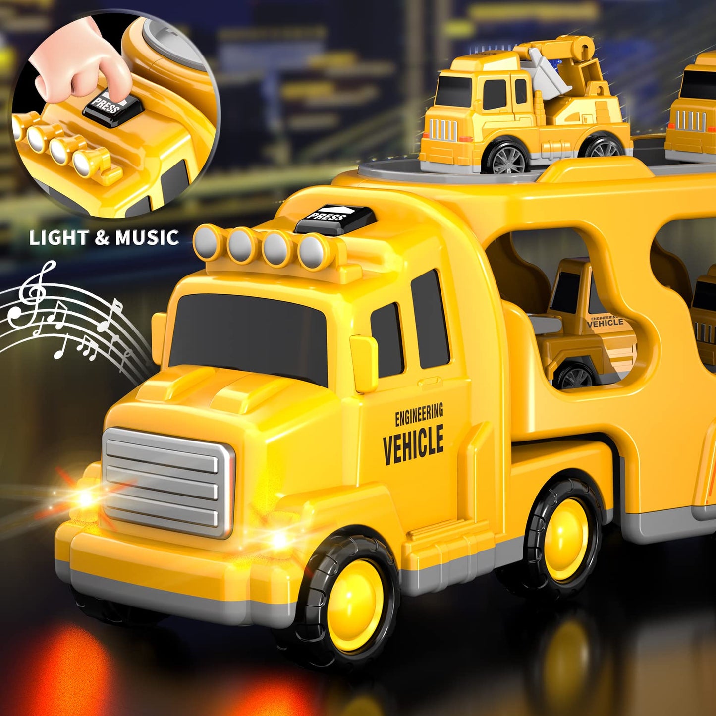 Bennol Toddler Boy Toys For 1 2 3 4 5 Year Old Boys, Toddler Car Trucks Toys For Toddler Boys Ages 1-3 3-5, 5 In 1 Construction
