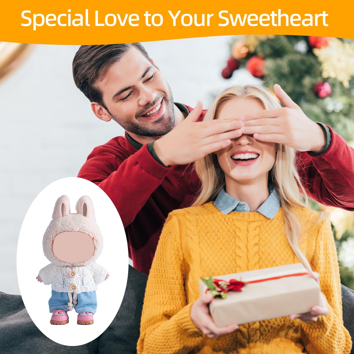 17cm Doll Clothes Set  enhanced Jeans & Knitted Sweater Outfit for 17cm 15cm Dolls  Cute Dress Up Fashion  No Doll Included (White  17cm/15cm)