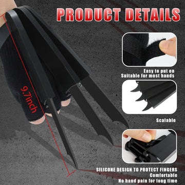 2 PCS Wolf Claws  New Upgrade Wolf Claws with Retractable Function  3D Cosplay Wolf Claws for Kids mature-themed with Gloves  Halloween Party Decoration Accessory Fits Most Finger Sizes - Black