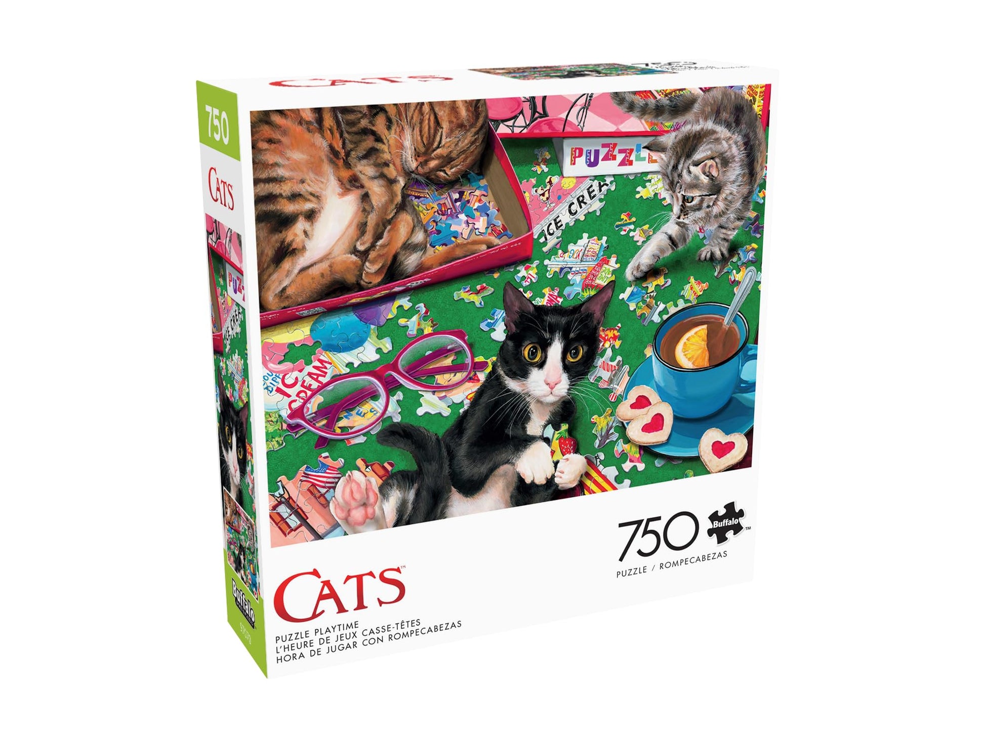 Buffalo Games - 750 Piece Cats Playtime Colorful Puzzle for Adults - Precision-Cut Pieces, Beautiful Artwork, and Hours of Relax