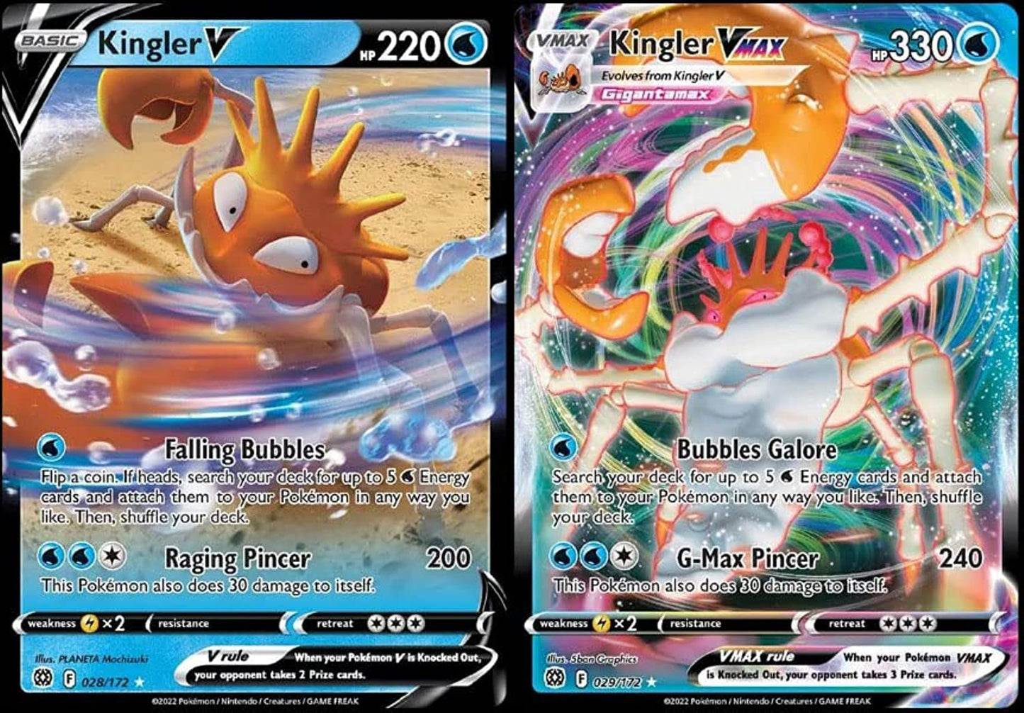 Kingler V & Vmax 029/172 Brilliant Stars - Ultra Rare Pokemon Card Lot