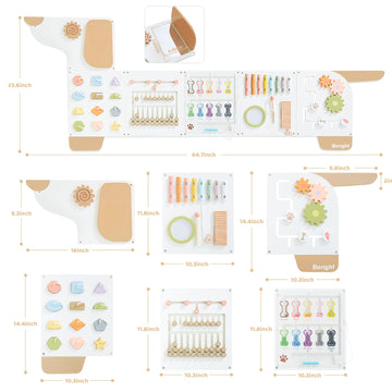 Beright Dog Activity Wall Busy Board Panels, Montessori Sensory Toys, Toddler Learning Activity Center, Perfect For Toddler Playroom & Children'S Daycare, White