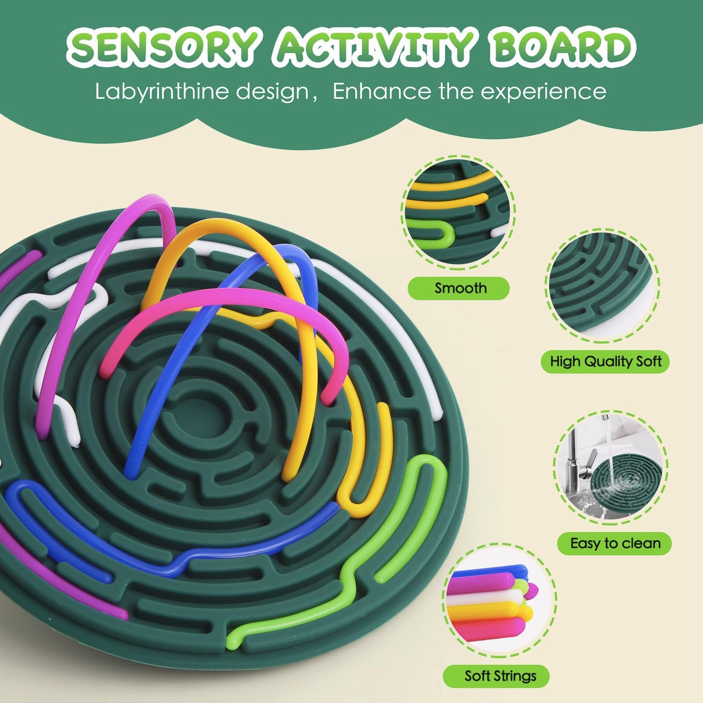 Push Peel Sensory Activity Board ,Labyrinthine Silicone Fidget Toy For Stress Anxiety Autistic Adhd, Calm Down Travel Toys For K