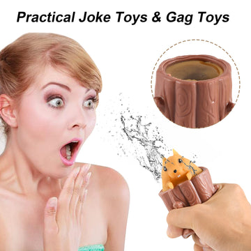 Magic Squirrel Stress Relief Toy Oricraft Surprise Stump Animal Squirrel Cup For Anxiety Relief, Adhd Squeeze Out The Surprises And Heal The Emotions, Sensory Toy For Autism(Brown)