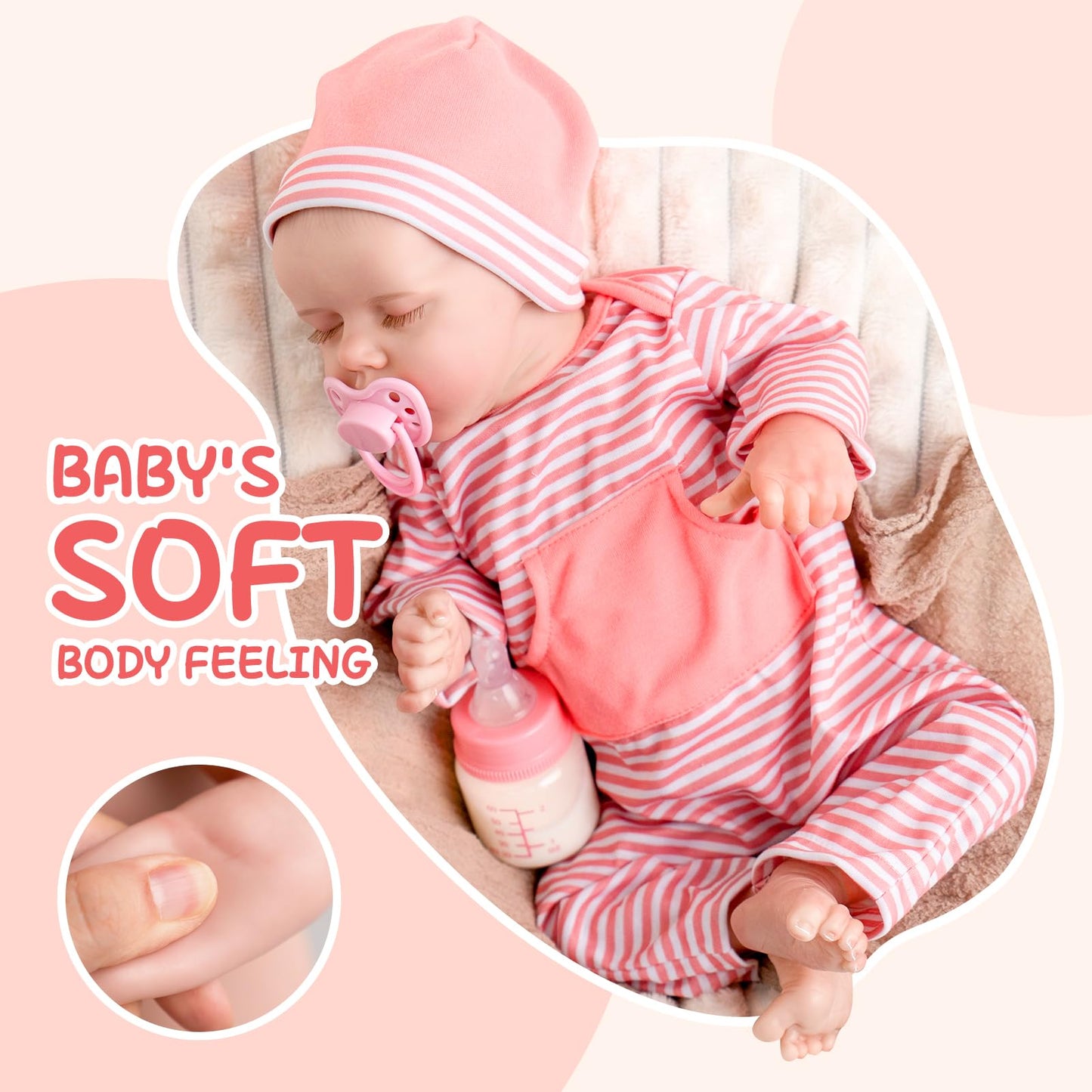 Jirachi Lifelike Reborn Baby Dolls Girl, 18-Inch Full Body Soft Vinyl Sleeping Realistic Newborn Baby Dolls Anatomically Correct