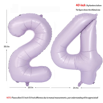 40 In Matte Purple Number Balloons Helium Foil Mylar Balloon Birthday Party Banquet Decoration Digital 24