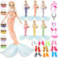Mlcnles Mermaid Doll Dress For 11.5 Inch Dolls Clothes Include 6 Sets Mermaid Bikini Swimsuit 6 Mermaid Tail 6 Handbags 6 Crown 10 Shoes, 11.5‘’ Costume For Girls Doll Present Christmas