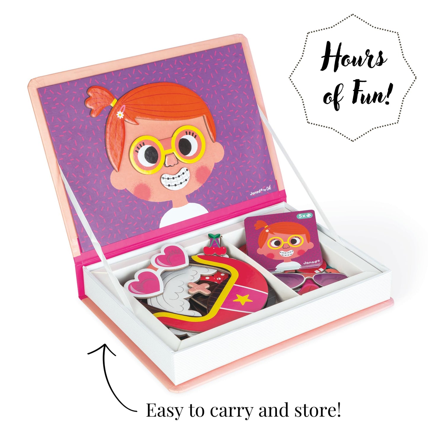 Janod Magnetibook 66 Pc Magnetic Girl Crazy Face Dress Up Game - Ages 3+ J02717