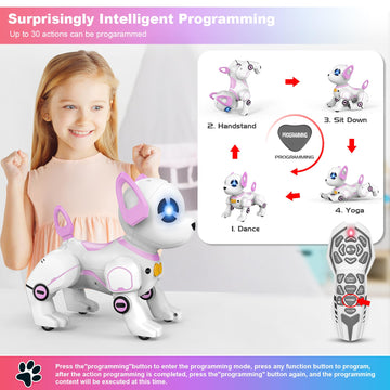 Supireo Remote Control Robot Dog Toy, Rc Dog Programmable Smart Interactive Robotic Pets, Rc Stunt Robot Toys Dog Imitates Anima
