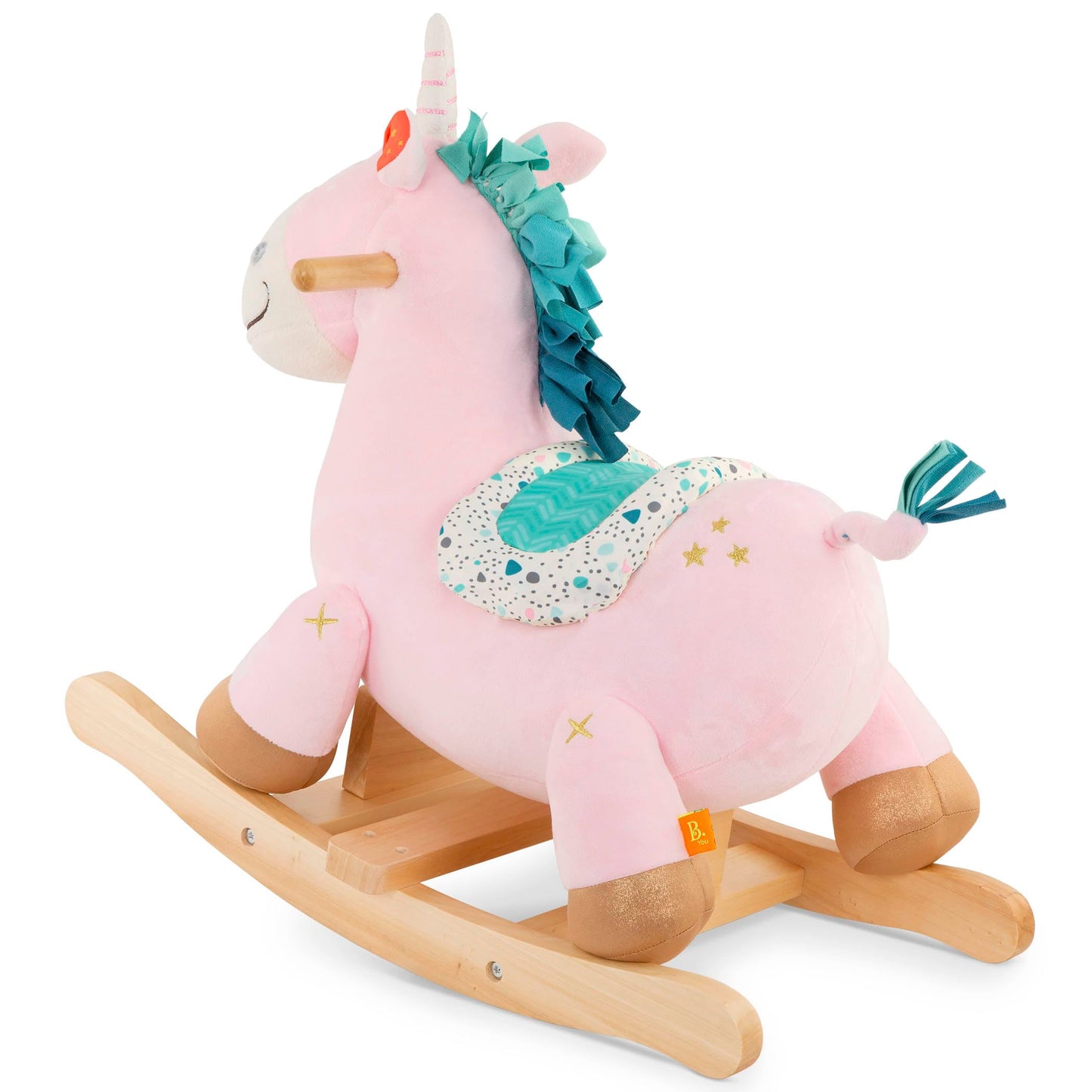 B. toys Unicorn Rocker - Wooden Ride-On Toy for Toddlers, Multi-Color - Classic Rocking Horse for Kids 18 Months + - Rodeo Rocker Cleo